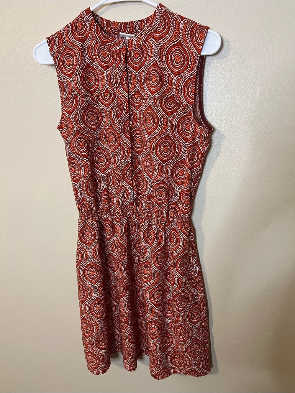 Merona Red And Orange Geometric Sleeveless Button Front Dress